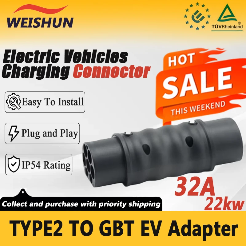 Hot Sale Type2  IEC62196 To GBT Adapter 32A Electric Vehicle Charging Converter Plug Adapter