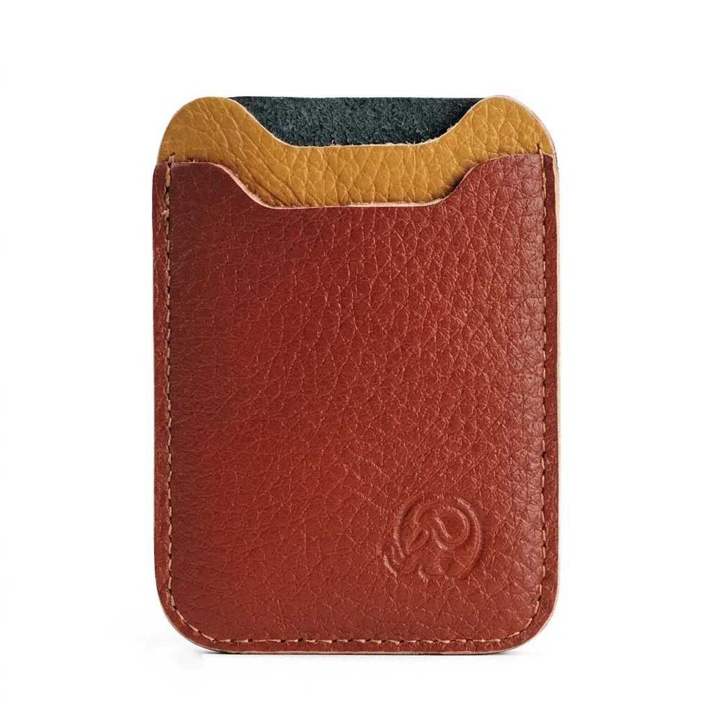 Minimalist Genuine Leather Card Holder Slim Mini Wallet for Men Women Compact Front Pocket Credit Card Case