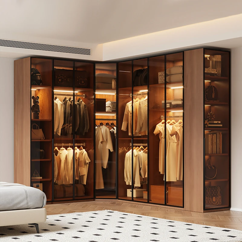 

For Luxury Shelves Wardrobes Home Living Room Storage Box Cupboards Gloss Door Clothes Large-capacity Decor Bedroom Furniture