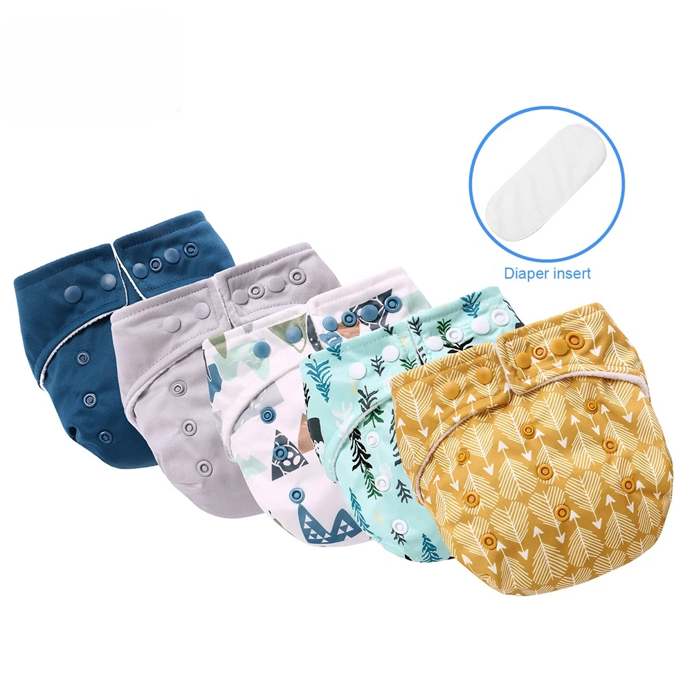 Miracle Baby Diaper Set with Insert 5 Pack Reusable Baby Diapers Pants Washable Ecological Cloth Diapers for Baby