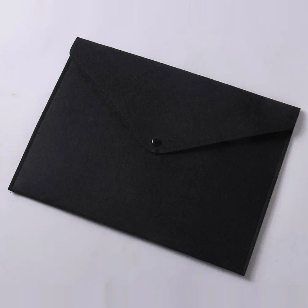 

Папка-конверт формата А4 из фетра с текстурой, устойчивая к разрывам, на кнопке, для офиса, школы, дома, органайзер для документов, надежное хранение, черная