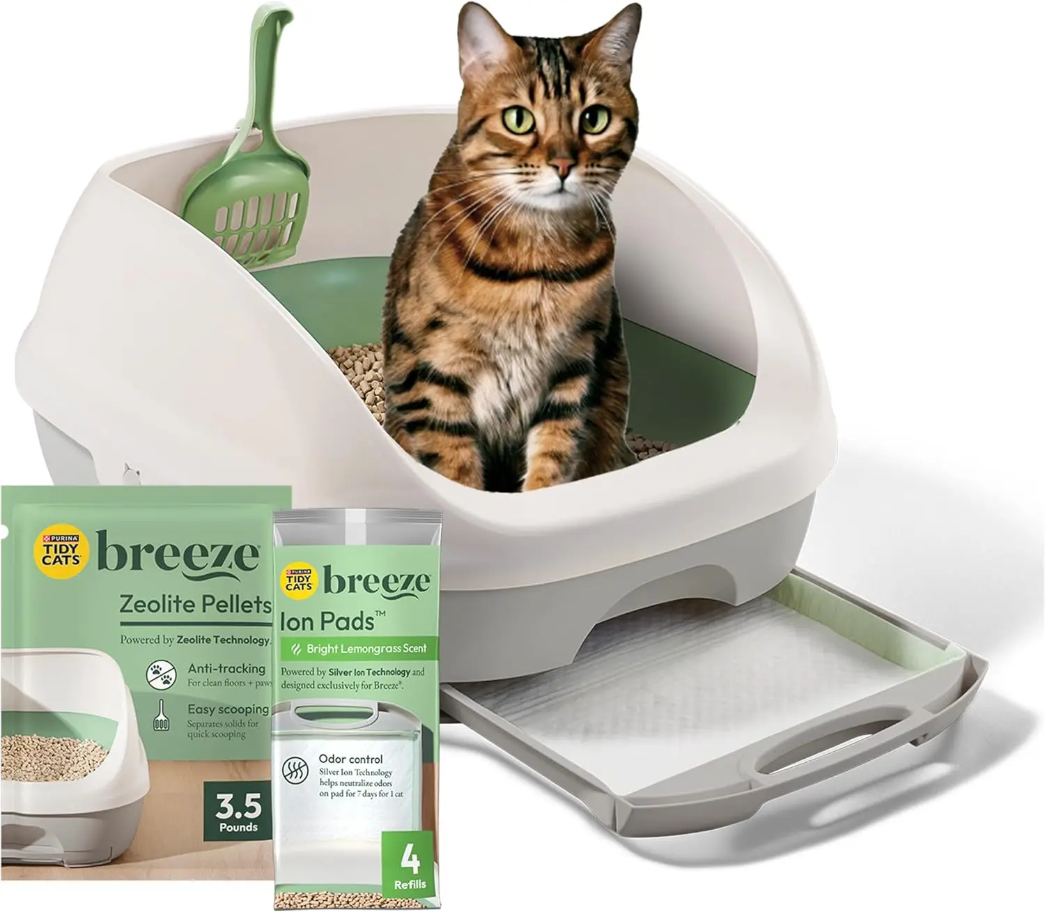 

Purina Litter Box System, BREEZE System Starter Kit Litter Box, Litter Pellets & Pads