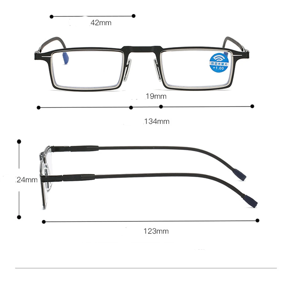 Hand Made Frame Screwless Rectangular Multi-coated Lenses Fashion Portable Reading Glasses +0.75 To +4