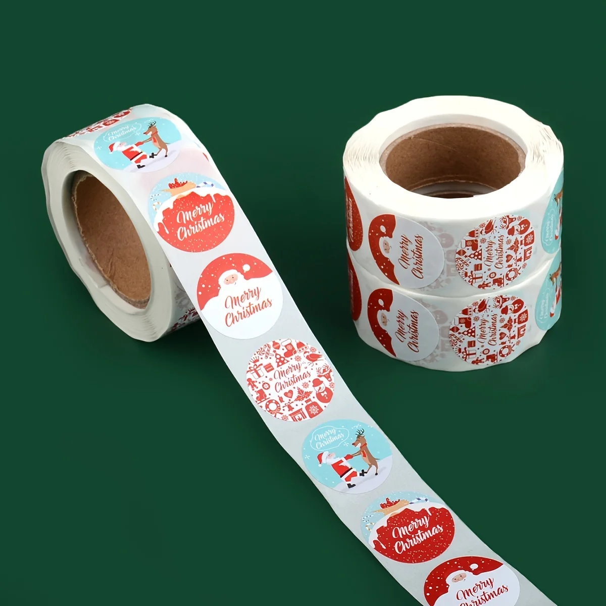 500 stickers/roll Christmas-themed round stickers, various patterns, suitable for DIY cards and gift packaging seals