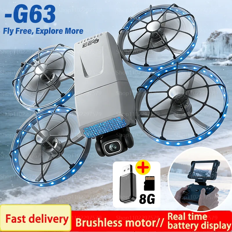 

Дрон G63 180° ° HD-камеры, Wi-Fi, оптический поток, предотвращение препятствий, бесщеточный дрон, Avion, складная радиоуправляемая игрушка для детей и взрослых, подарок на день рождения