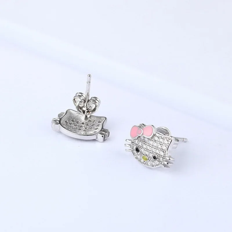 Anime Oorknopjes Oorbellen Cartoon Figuur Kitty Wit Metalen Badge Oorbellen Voor Meisje Kawaii Helloedkittys Sieraden Accessoires