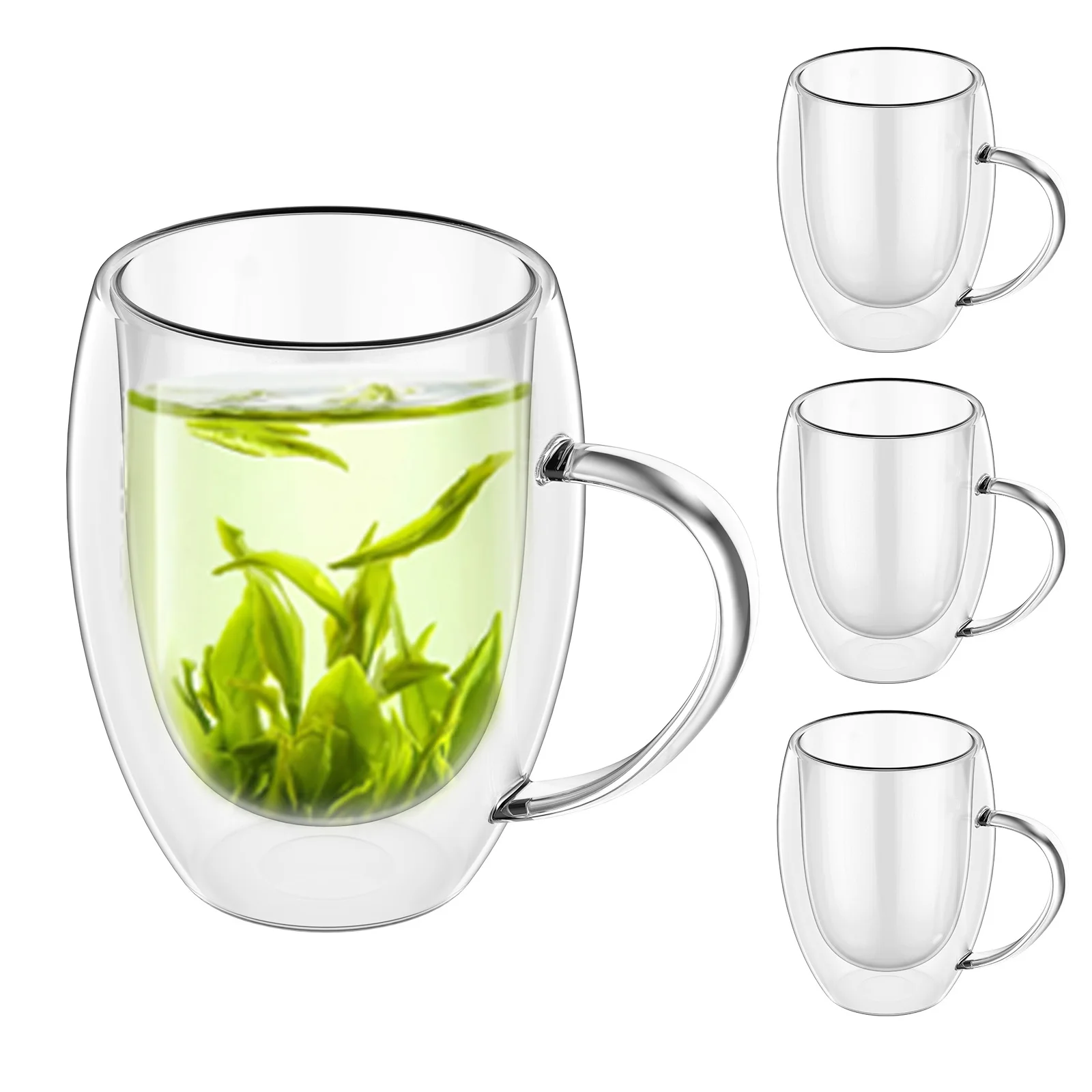 

4Pcs Glass Coffee Mug 350ml/12oz Clear Water Cup Double Walled Borosilicate Glass Coffee Cup for Latte Cappuccino Juice Tea Milk