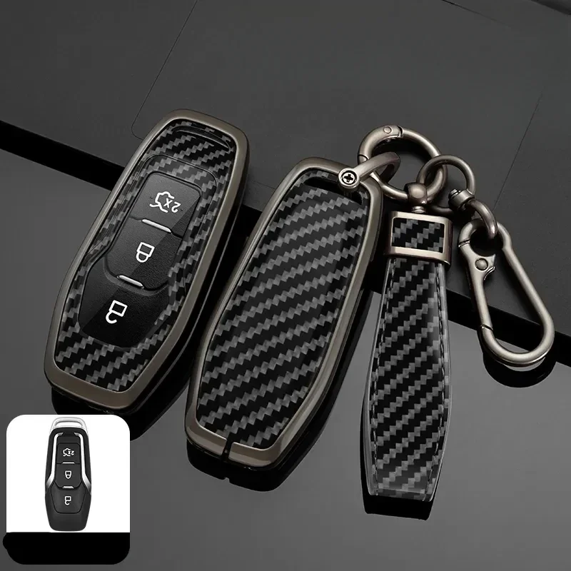 

Zinc Alloy Car Key Case Cover Keychain For Ford Fusion Mondeo Mustang F-150 Explorer Edge 2015 2016 2017 2018 Car Styling