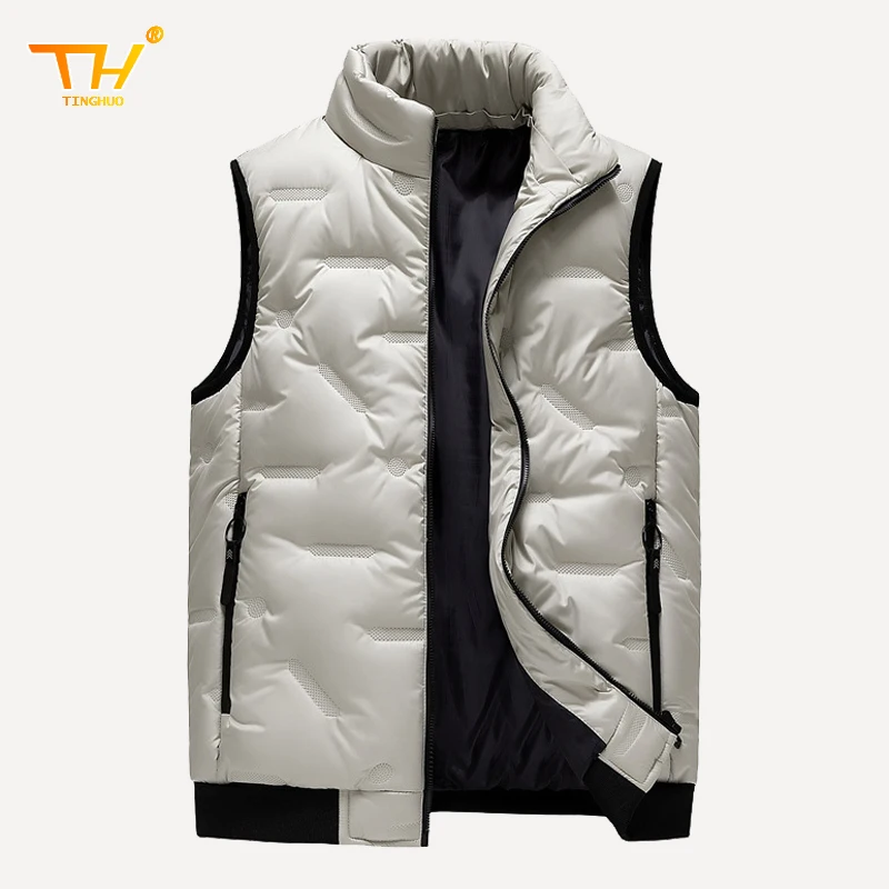 

Large size 8XL waistcoat men's autumn and winter thickened down cotton sleeveless vest men's casual waistcoat standing collar