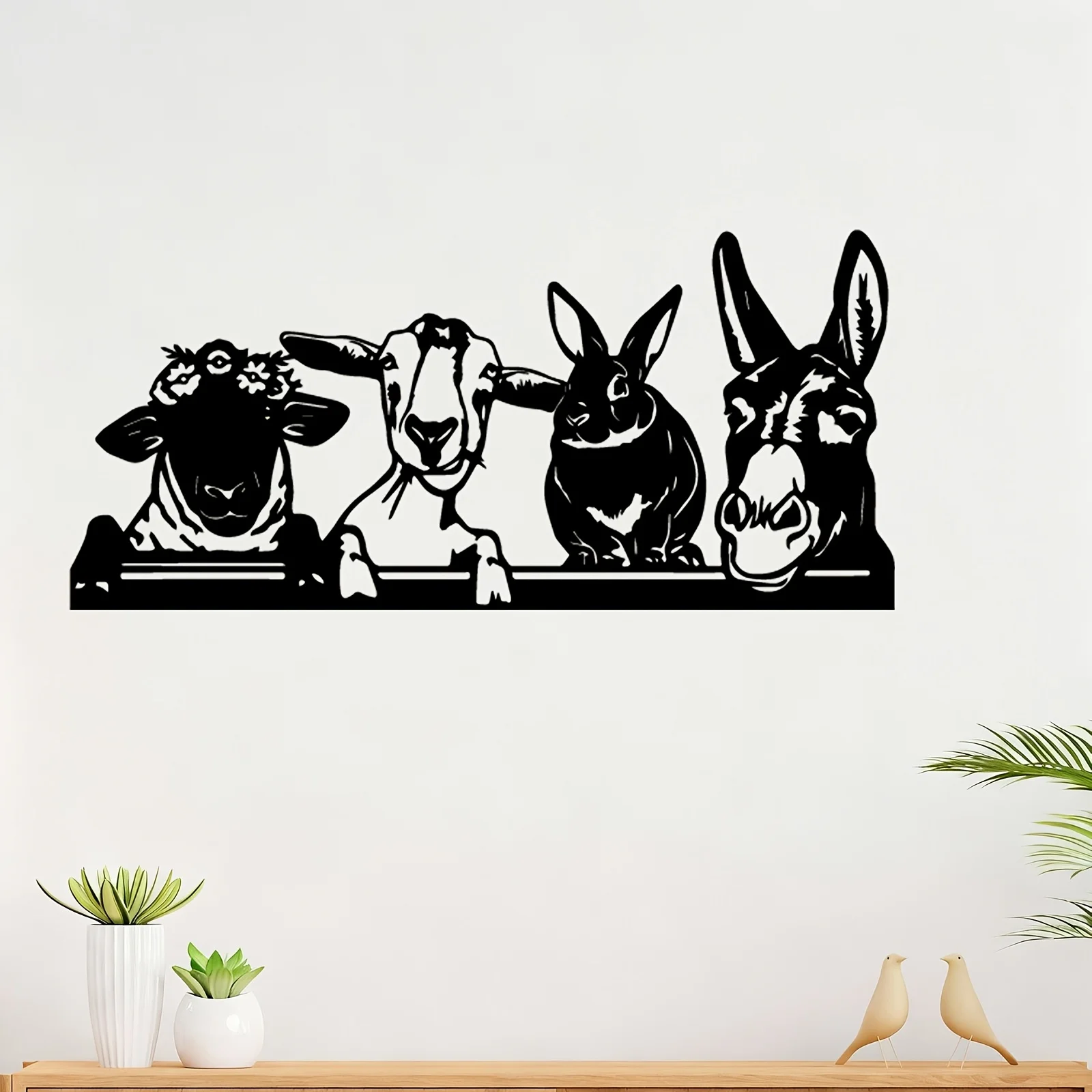 1pc Farm Animal Metal Wall Art, Rustic Iron Decor for Kitchen & Garden, Christmas & Thanksgiving Ornament