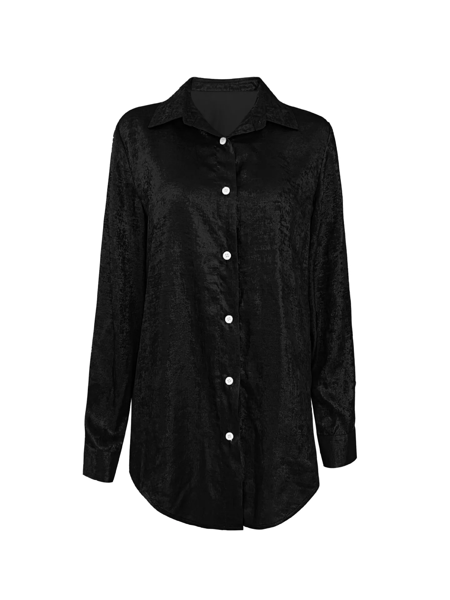 2025 الخريف والشتاء مزاجه الجديد التنقل المرأة القمصان موضة بلون زر سترة طويلة الأكمام قميص فضفاض