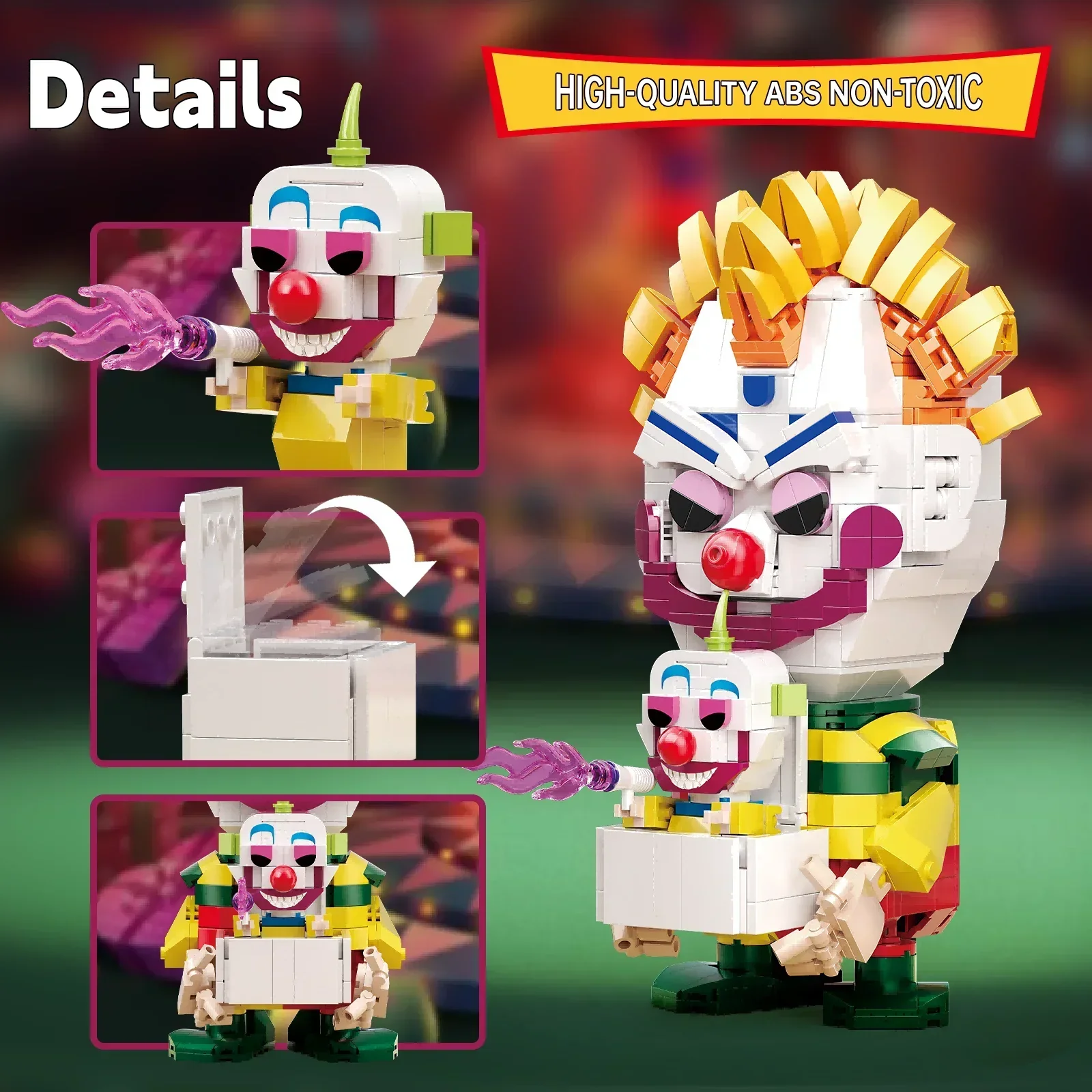 Horror Joker Killer Modell Moc Klown Weltraum Bibbo mit Shorty Baustein Set Spielzeug für Kinder Geburtstag Halloween Geschenk