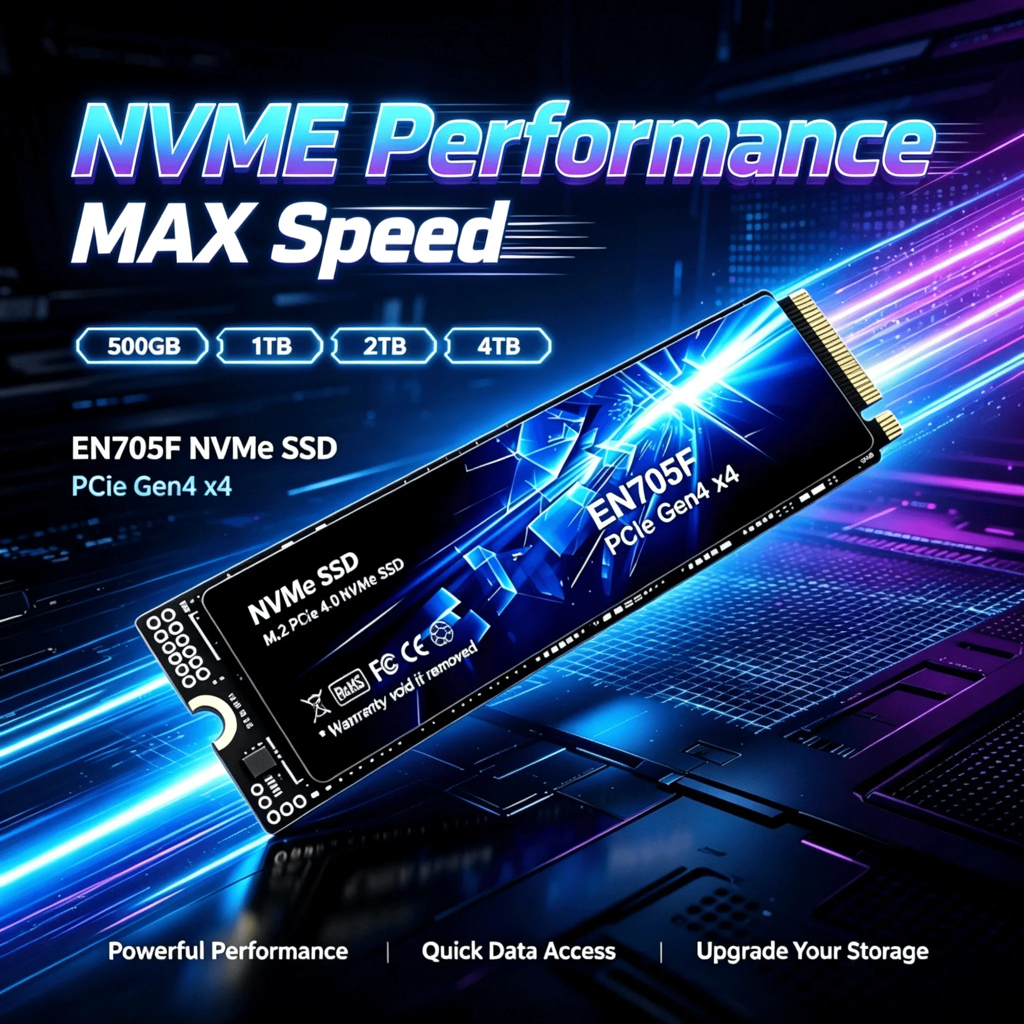EN705F 500GB 1TB 2TB 4TB M.2 NVMe SSD PCIe 4.0x4 2280 TLC 3D NAND Unidade de Armazenamento para Jogos para PS5 Laptop Desktop PC 2026 Novo Max Pro