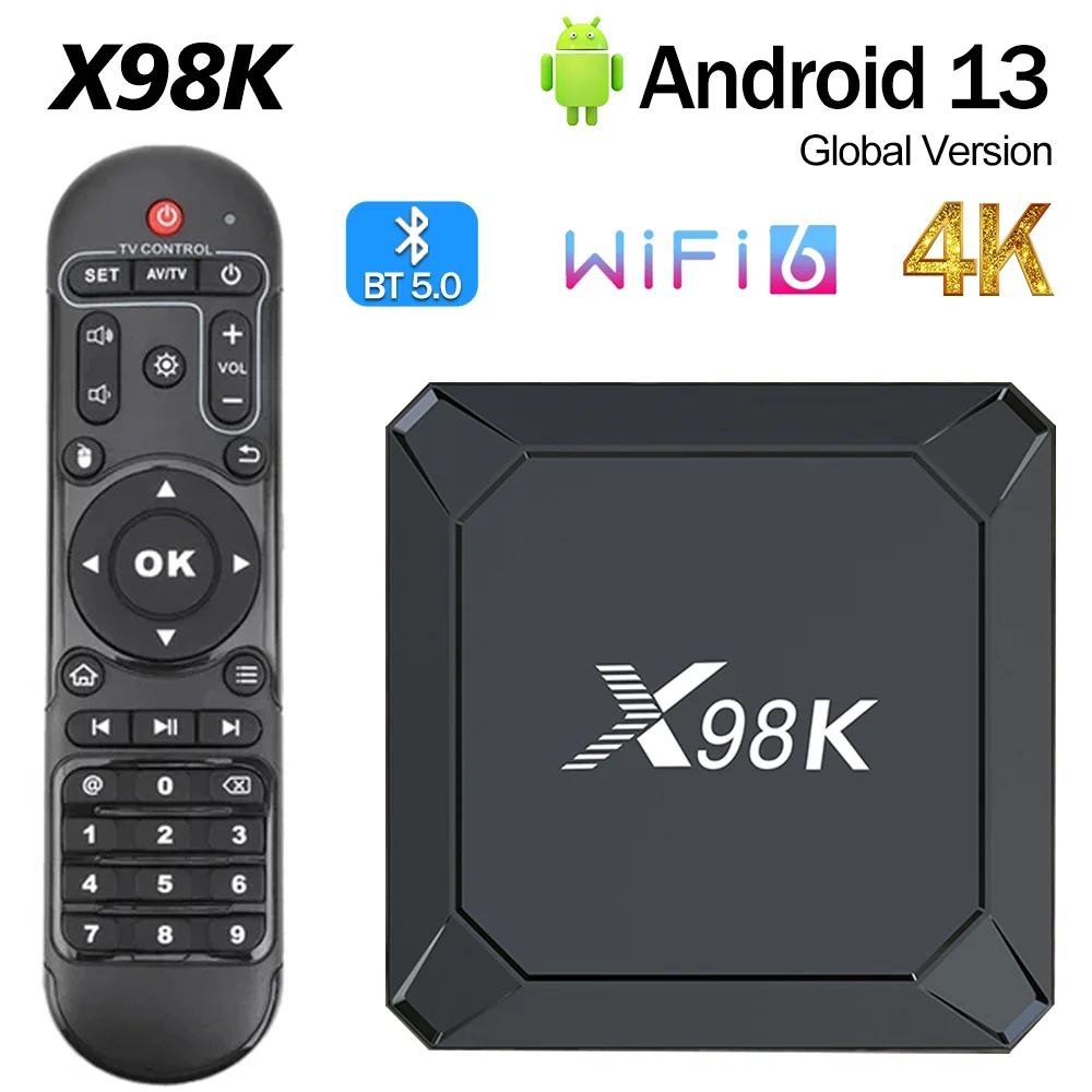 Приставка Смарт-ТВ X98K, Android 13, RK3528, 2 + 16/2,4 ГБ, Wi-Fi, BT 5,0, 4 + 32 ГБ