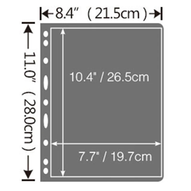 1PCS Postage Stamps Album Black Standard 9 Hole Pages Inserts Loose Leaf For Collecting