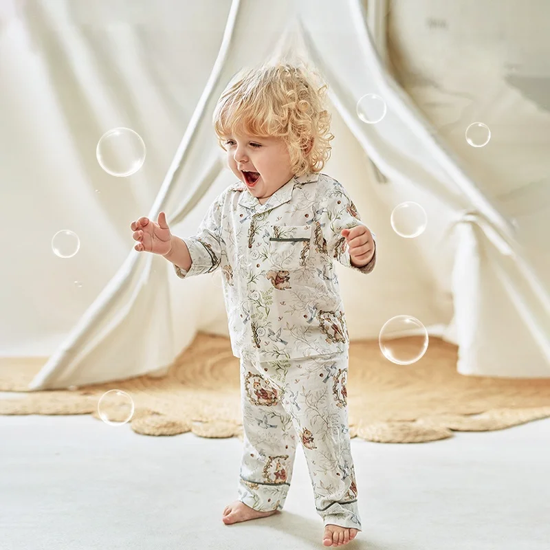 ouyun-set-pigiama-per-bambini-in-cotone-top-e-pantaloni-con-stampa-animale-per-l'estate-90-130cm