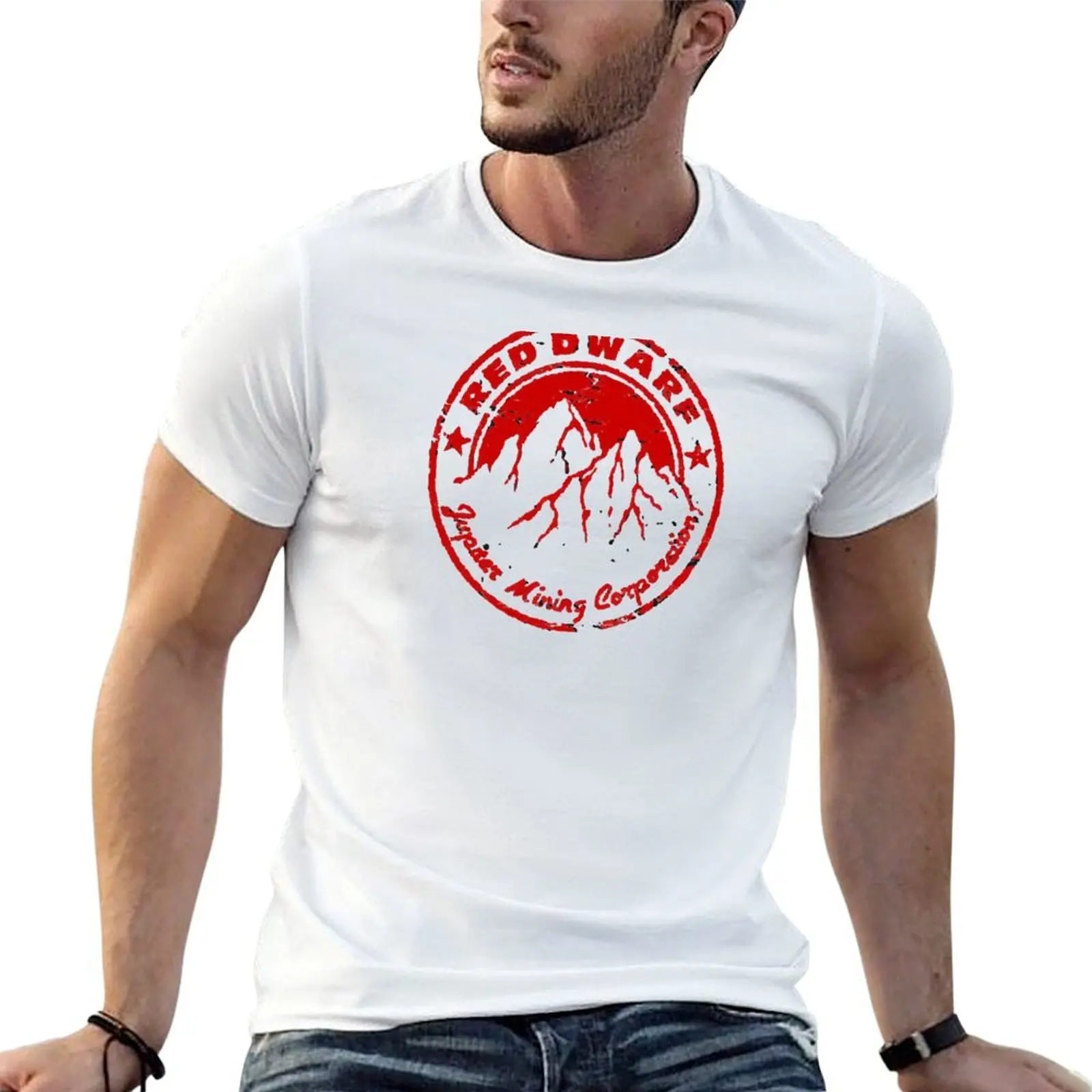 

Jupiter Mining Distressed Smeg Head Red Dwarf T-Shirt t shirt for man t shirts for man pack cotton T-Shirt