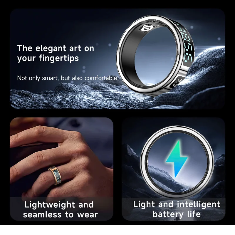 Xiaomi SR08 Smart Ring 5ATM Waterproof Display Screen Health Monitor Multi Sports Modes Sleep Monitoring Heart Rate Men Women