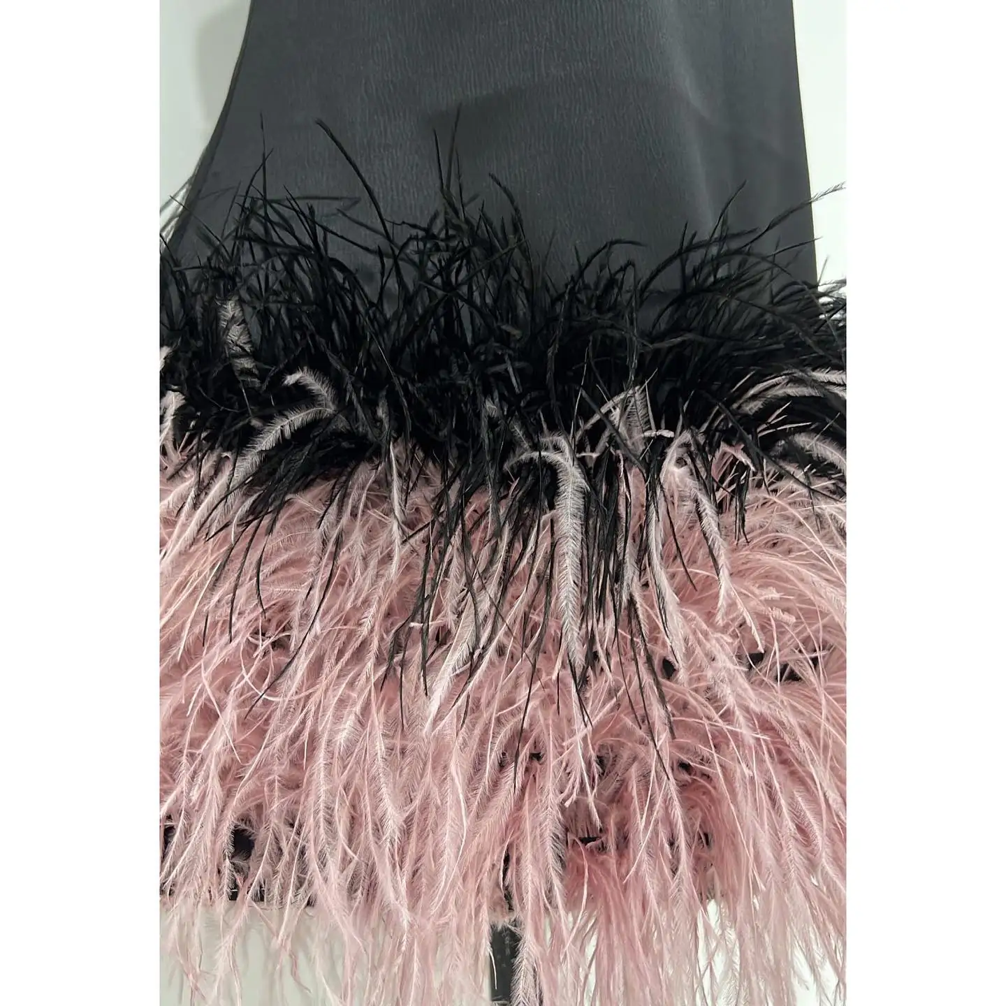 Fashion Black Women Mini Maxi Dresses With Multi Colored Feather Crystal A-line Short Dress To Holiday Birthday Party