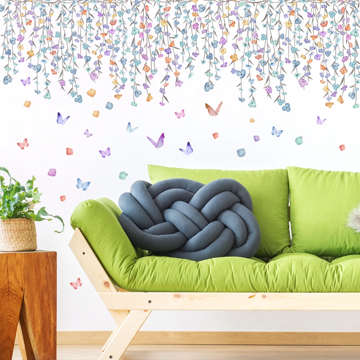 Watercolor Butterfly Flower Wall Stickers for Living Room Bedroom Decor Background Wallpaper Girls Room Daughter Room Wall Decal