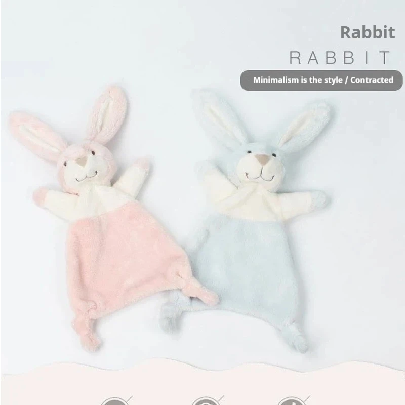 Cute Bunny Short Plush Security Blanket Soft Drool Cloth Comfort Towel Pink Blue Optional Cute Rabbit Plush Companion Snuggle
