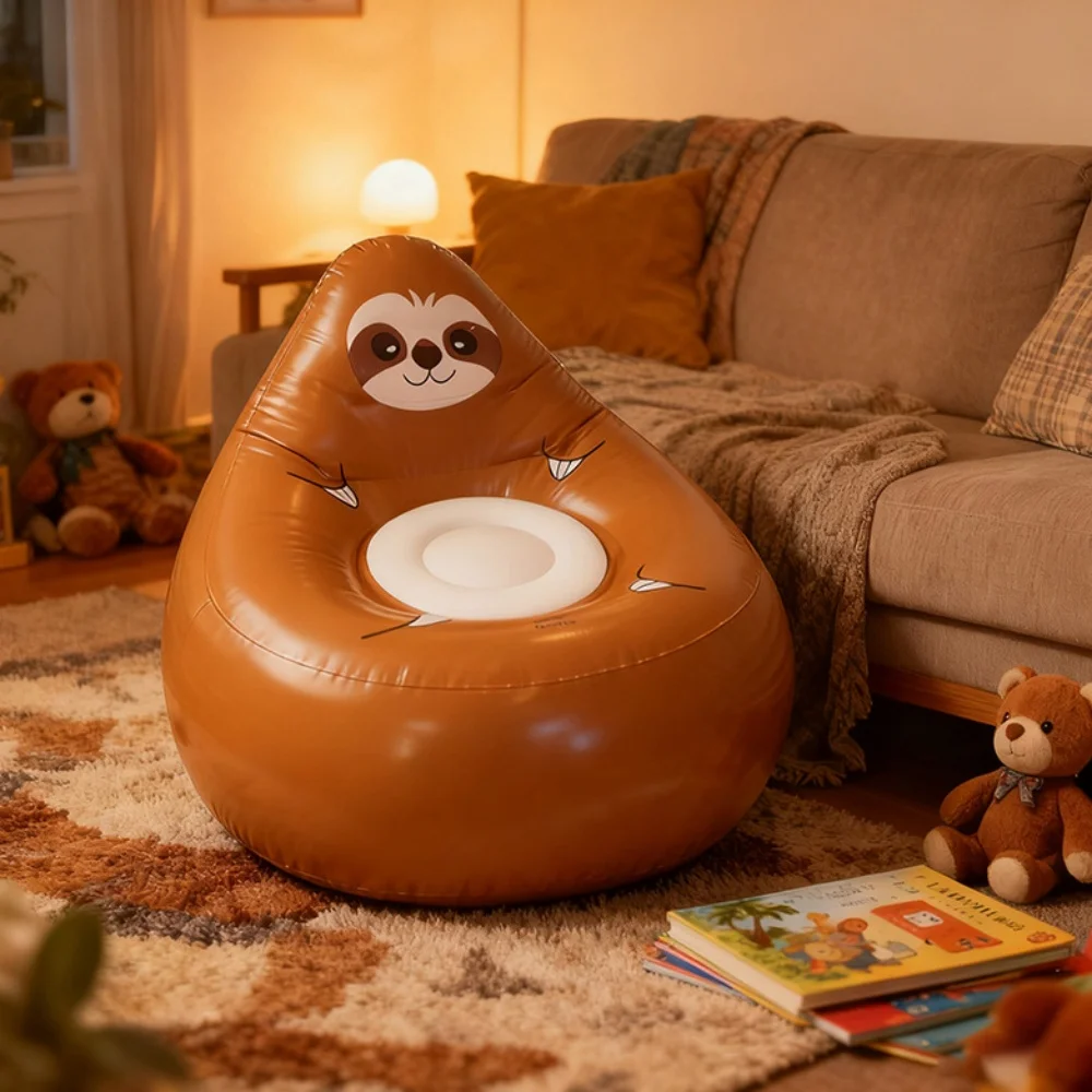 Cartoon Kinder PVC aufblasbares Sofa weich hautfreundlich tragbar Outdoor-Aufbewahrungsstuhl niedliches Design leichte faltbare Couch