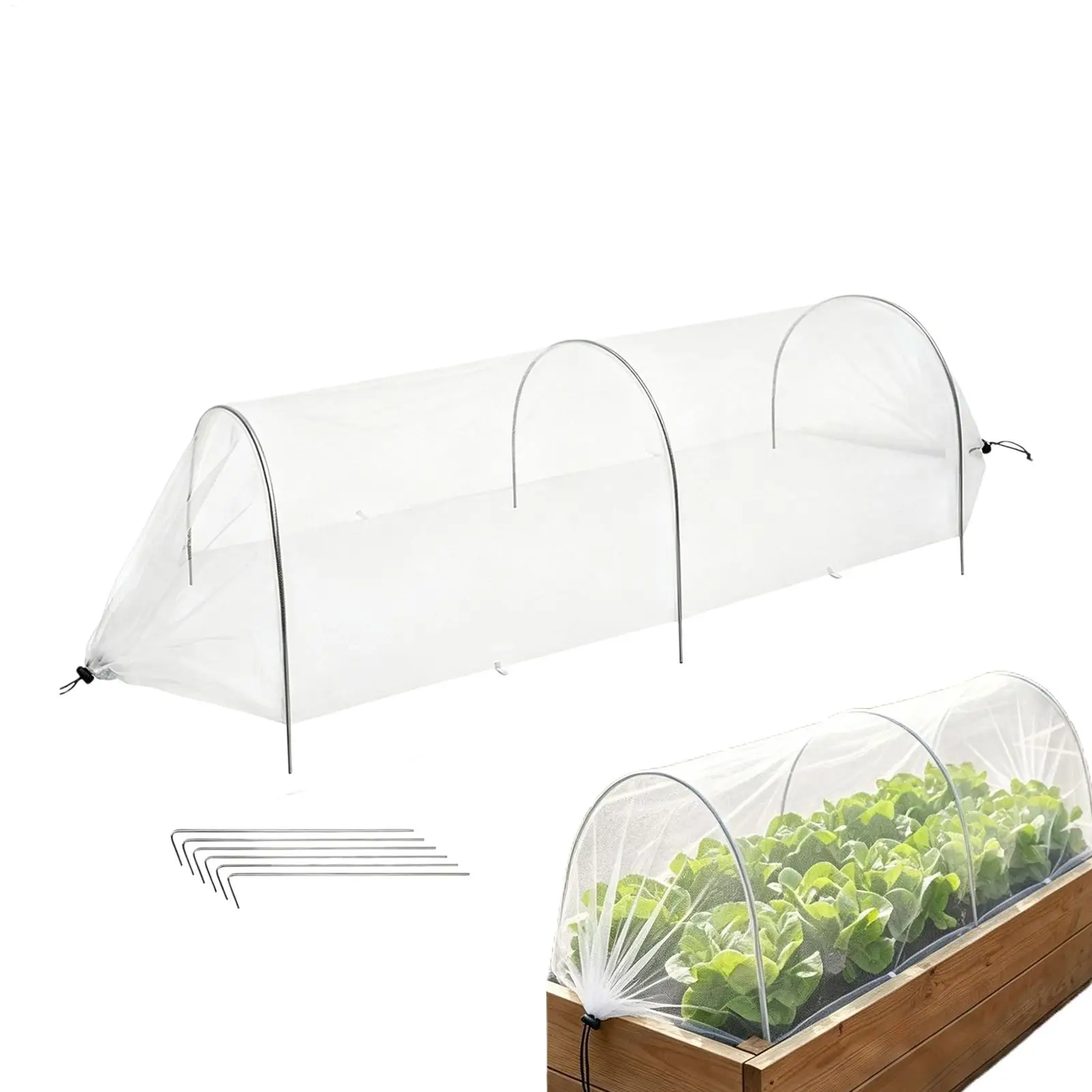 Breathable Garden Cover Plant Protection Raised Bed Cover Garden Plant Cover Fine Polyester Mesh Flexible Steel Wire Frame