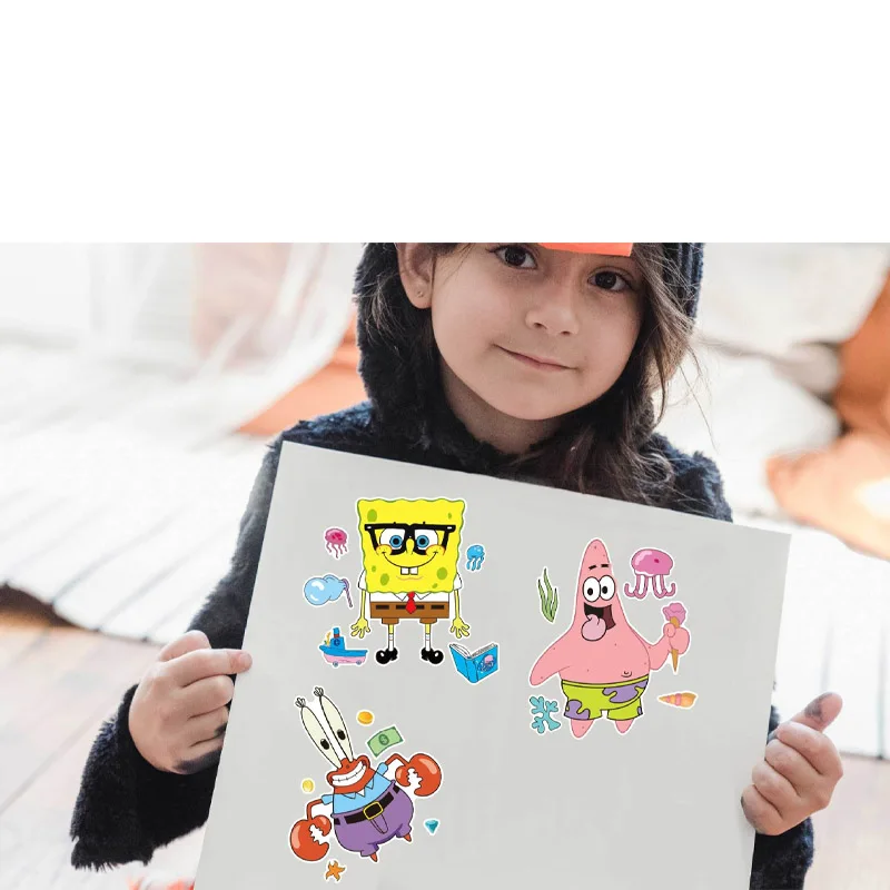 8Sheets SpongeBob Patrick Star Make A Face Puzzle Stickers Children DIY Sticker Games Kids Cartoon Jigsaw Education Toys Gift