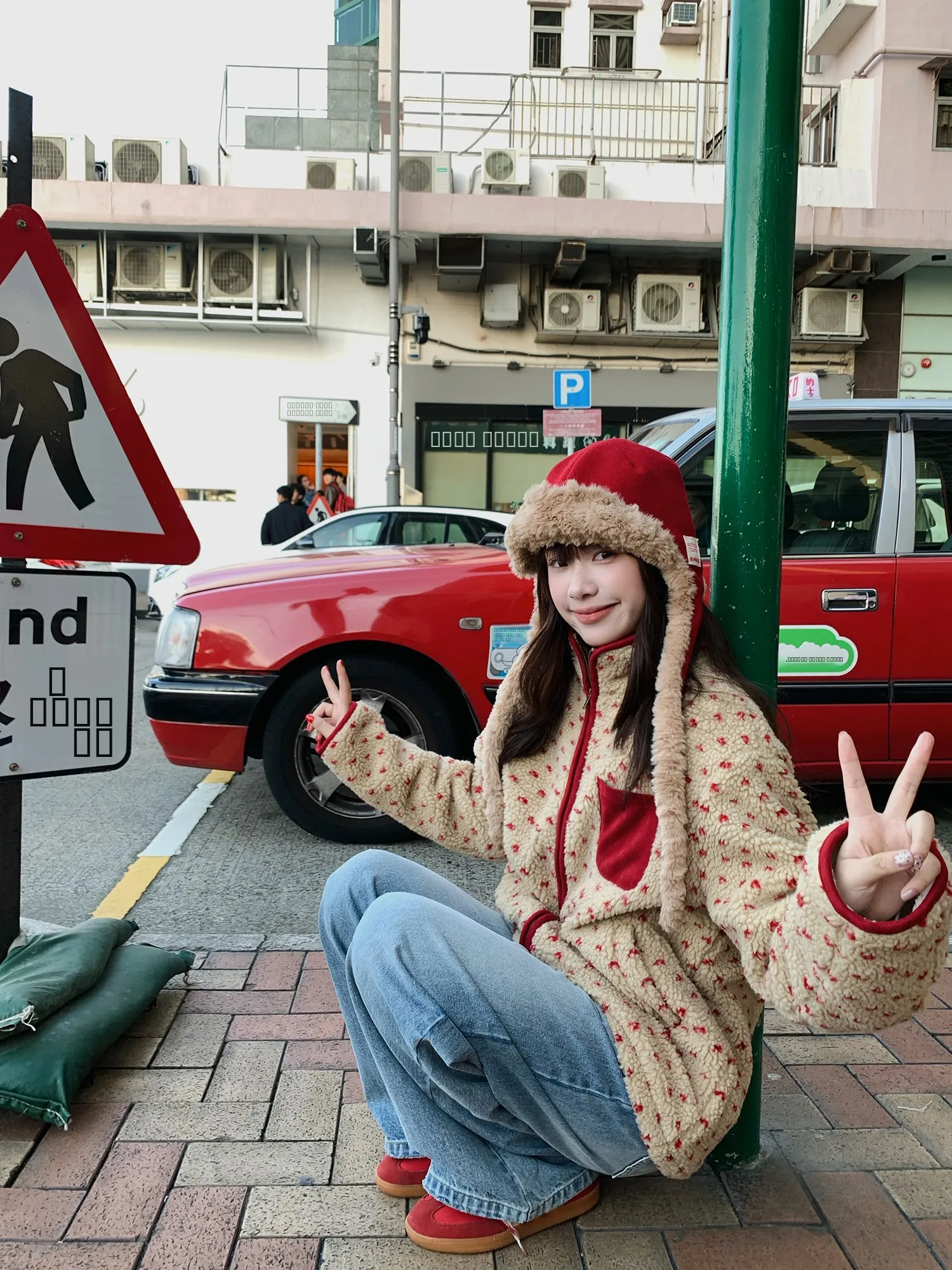 

Cisas Wi Heart Color Blo 3D ket eepskin Collar Jaet Clean Fit Stand Polyester Fiber Warmth Ladies Coat