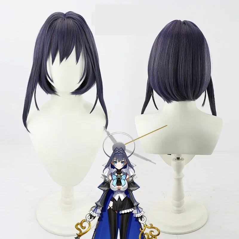 VTuber Ouro Kronii Cosplay Wig Hololive English Girls 06962 Dark Blue Short Straight Kawaii Synthetic Hair