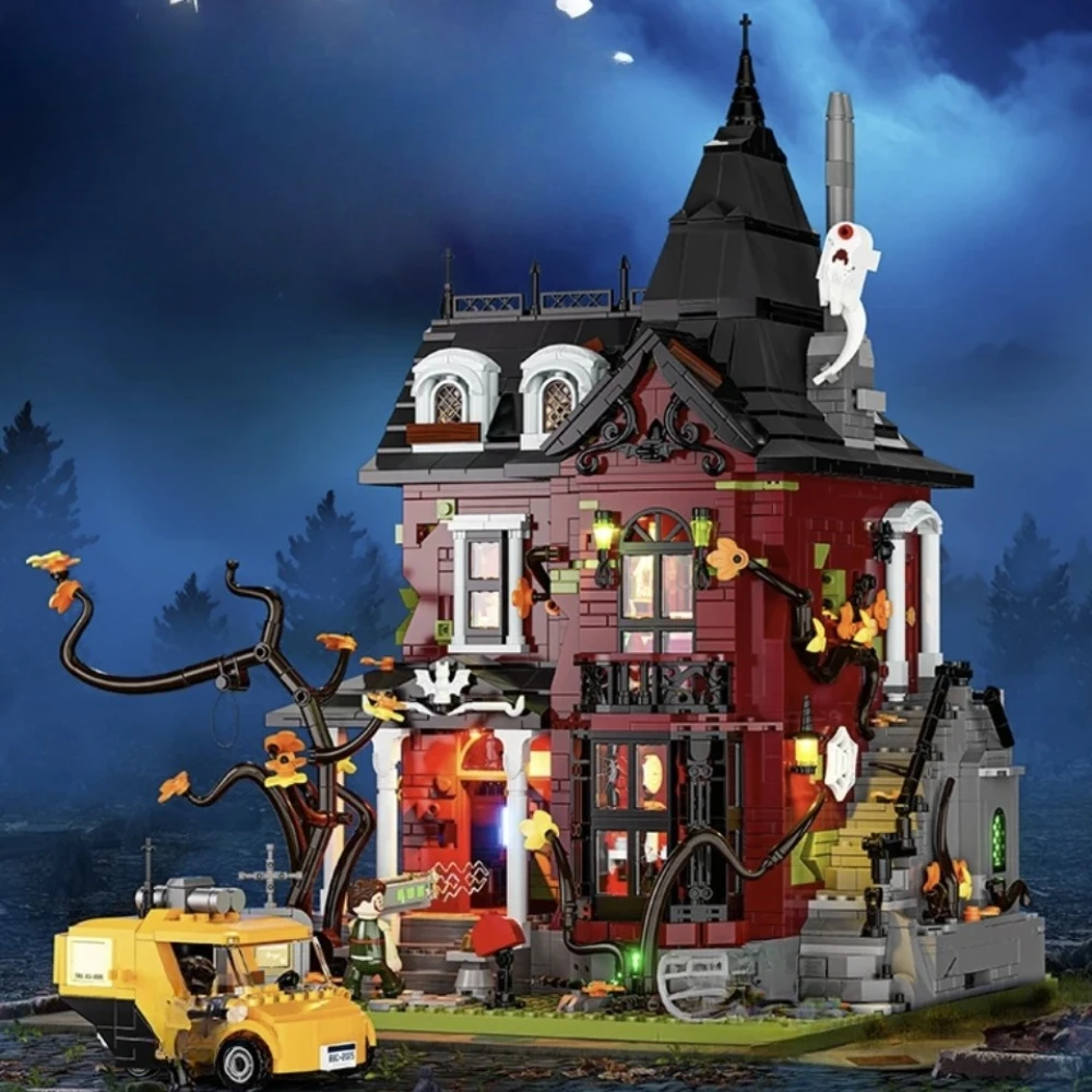 

MOC полуночный ужас, замок-призрак вампира, набор строительных блоков, дом с привидениями, дворец, игрушки, детские подарки на день рождения, праздник, Хэллоуин