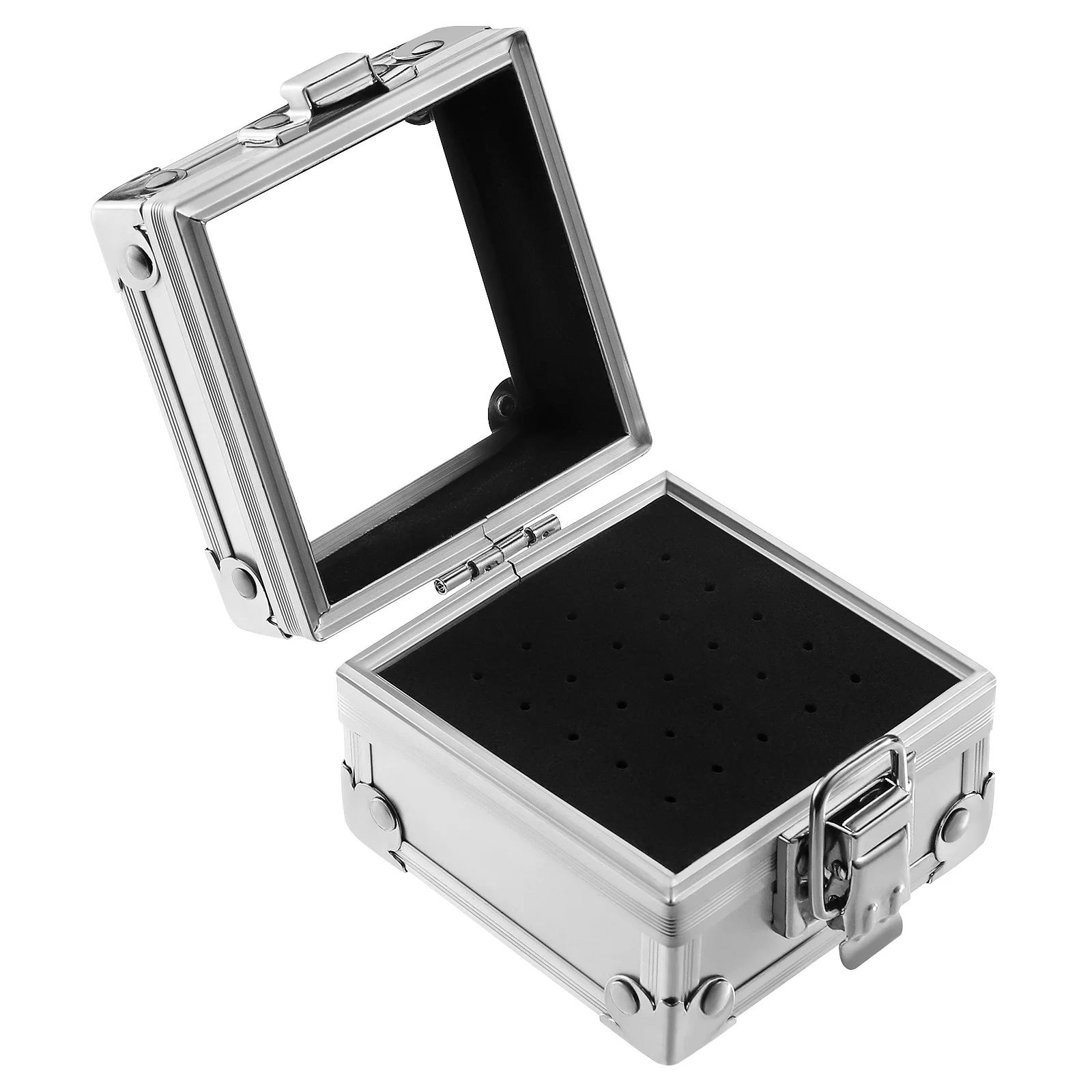 Aluminium Nagelbohrer Aufbewahrungsbox Tragbarer Organizer für Wolframkarbid Keramik Bits Maniküre Werkzeuge Vitrine