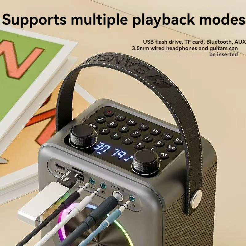 Altavoz Bluetooth para exteriores SANSUI T92 altavoz Bluetooth portátil para karaoke al aire libre con altavoz subwoofer de baile cuadrado de alto volumen