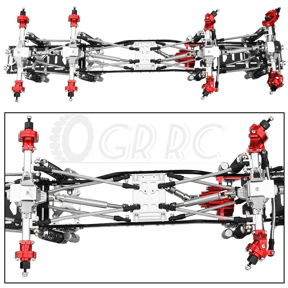 Metall verbesserte 8x8 RC Auto Chassis Rahmen mit 2 vorderen Lenkportal Achsen Getriebe DIY für Axial SCX10 II 1/10 RC Crawler Auto