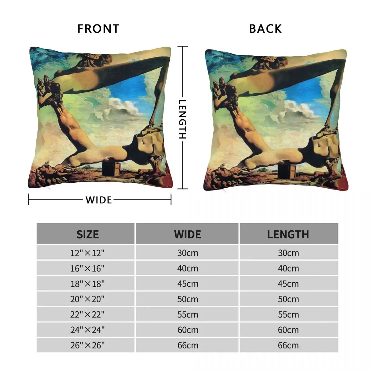 Salvador Dali Square Pillowcase Polyester Linen Velvet Printed Zip Decor Throw Pillow Case Sofa Cushion Case