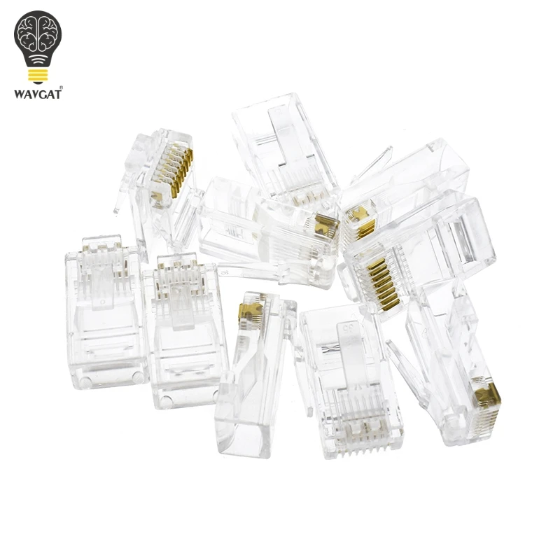50PCS RJ-45 Gold plated RJ45 Network Modular Plug Cat5 CAT5e Connector Ethernet Cables Module Plug Network Connector