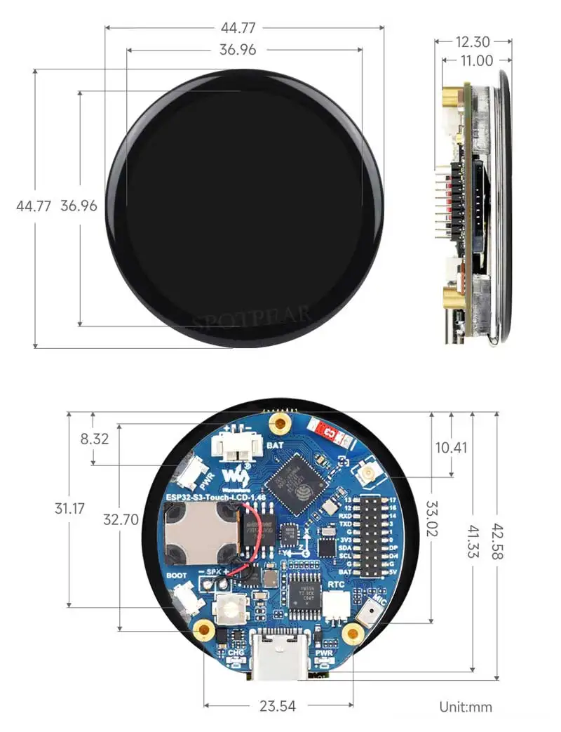 ESP32 S3 مجلس التنمية 1.46 بوصة شاشة LCD تعمل باللمس مستديرة XiaoZhi AI روبوت شاشة تعمل باللمس شاشة LCD متوافقة مع DeepSeek