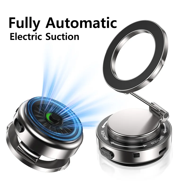 

2026 Electric magnetic suction car holder, automatic vacuum suction cup, military magnet, compatible with leather and glass