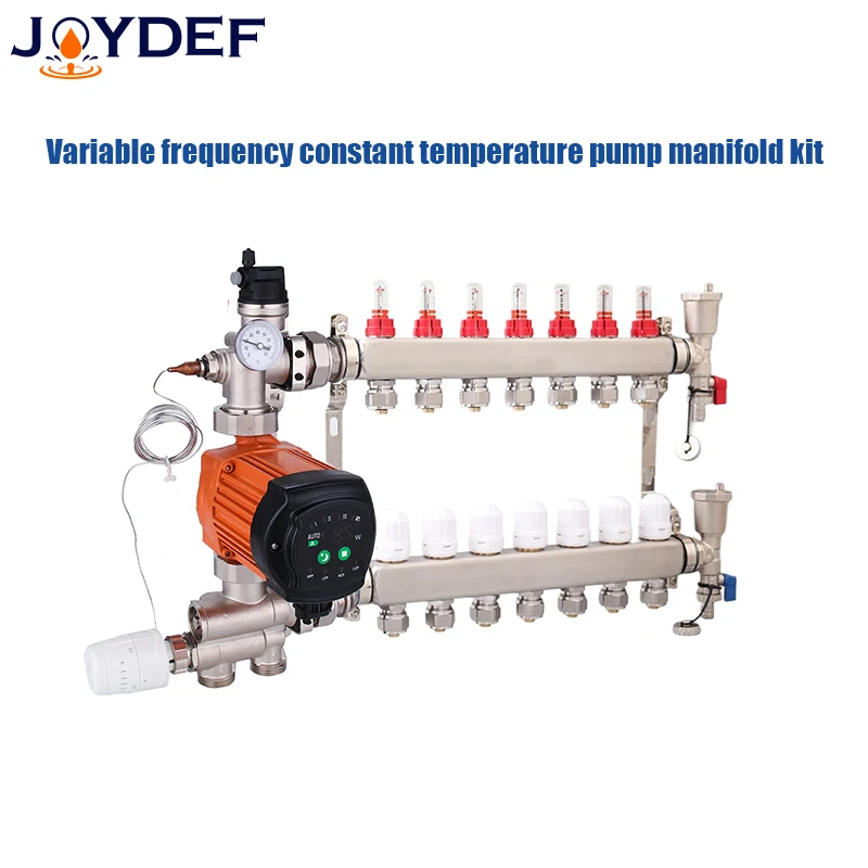 

ABST PEX 230V 2-16ways Stainless Steel Thermostatic pump manifold kit with 1/2" Adapters for Hydronic Radiant Floor Heating
