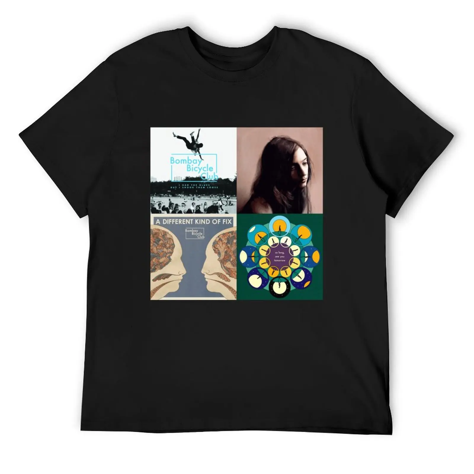 Bombay Bicycle Club albums T-Shirt blue archive Aesthetic clothing plain white t shirts men