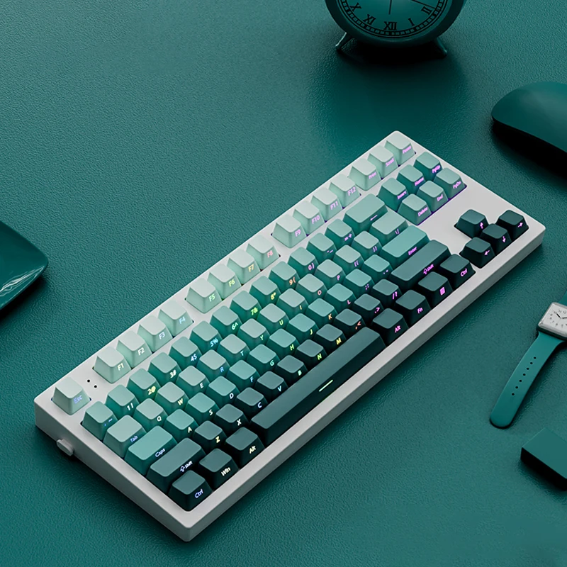 135 Keys Gradient Shine Through Keycaps Side Printed PBT Double Shot Keycaps OEM Profile for MX Switches Gaming Keyboards