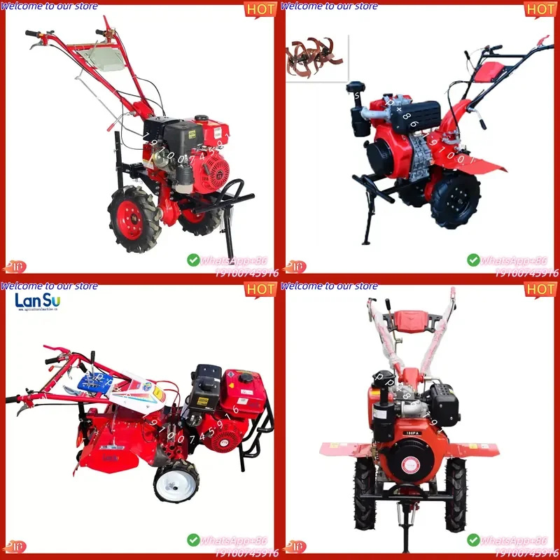 2026 Second Hand LanSu Mini Power Tiller Cultivator 4 Stroke Engine CE Certified High Productivity Gearbox 1 Year Warranty