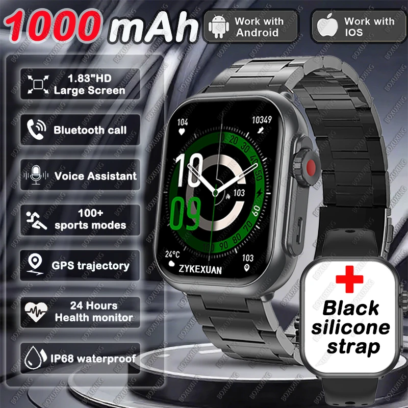 2025 New 1000mAh Smart Watch Men's 100+Sports Mode GPS Track Fitness Tracker 24-hour Health Monitor Waterproof Smartwatch Women