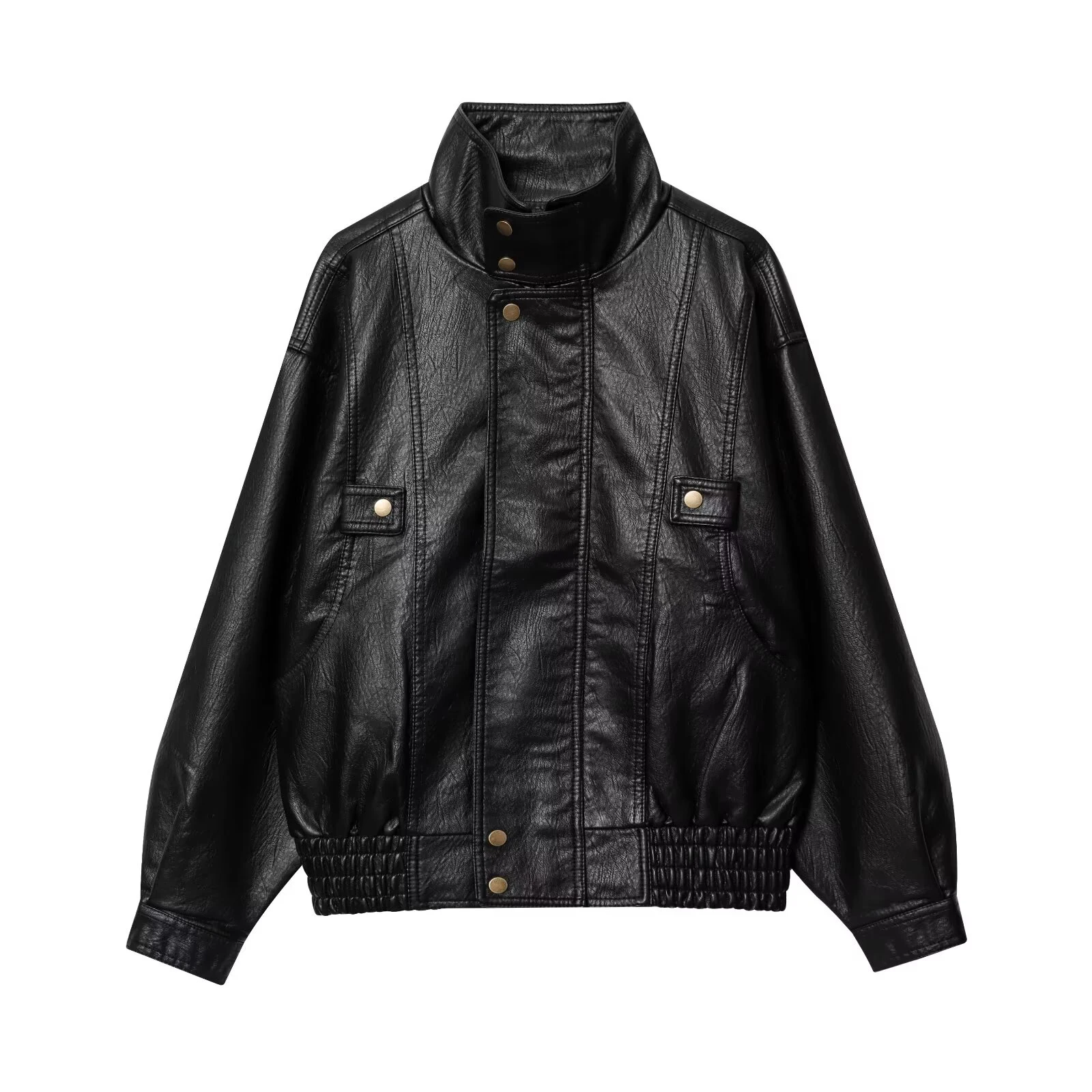 Wiosenna nowa kolekcja odzieży damskiej, francuski styl, modna i uniwersalna długa kurtka ze skóry PU, postarzana skóra.