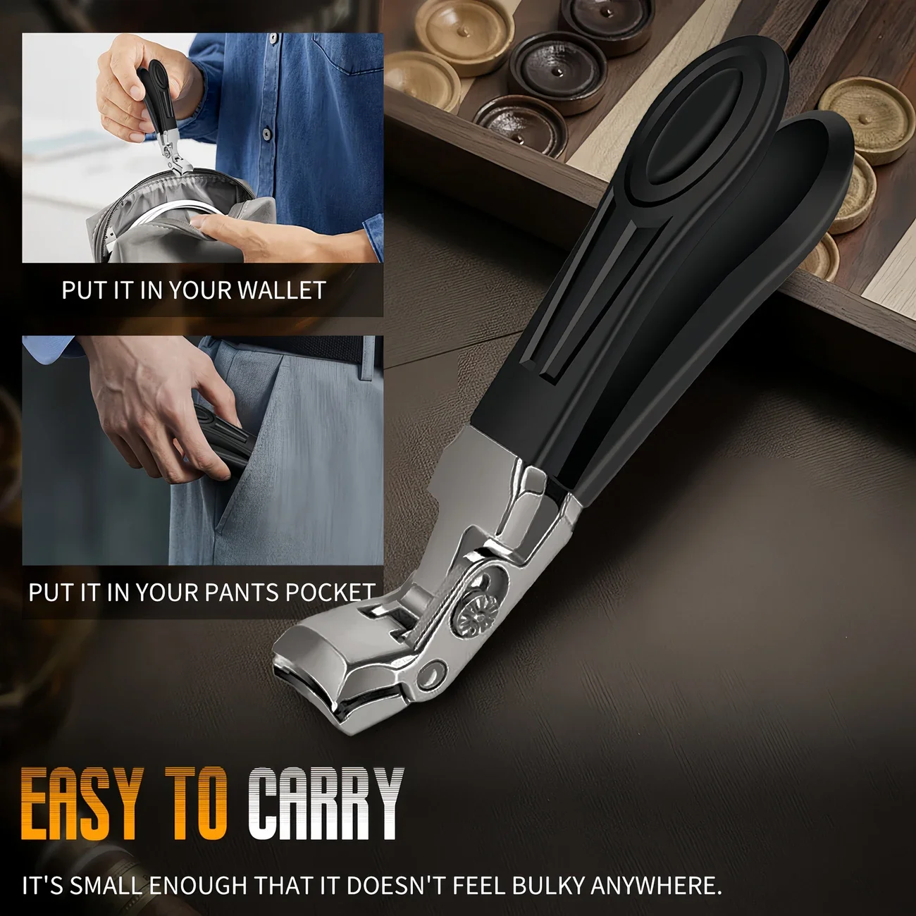 กรรไกรตัดเล็บคุณภาพสูงด้ามยาวสีดํา Textured Grip มเล็บมือตัดเล็บหนา Hard กรรไกรตัดเล็บเท้าเครื่องมือ