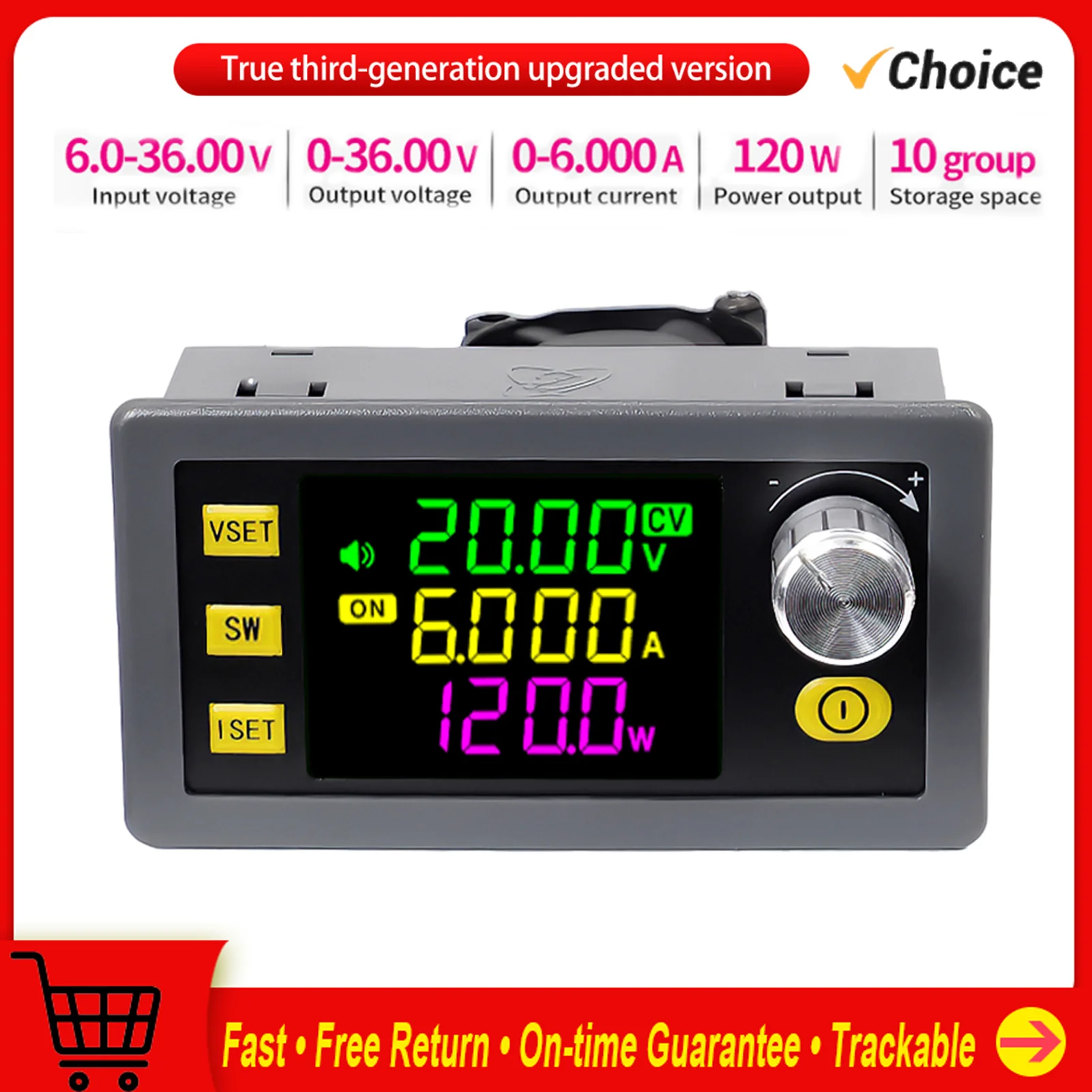 

XY-SK120 Digital Direct Current Voltage Regulator Powersupply Module Full Viewing Angle VA Color LCD Display Firmware Upgrading