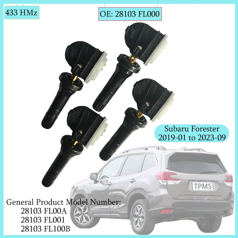 

1/4PCS 28103FL000 433MHZ Tire Pressure Monitoring Sensor For Subaru Forester 2019-01 to 2023-09 Car TPMS 28103FL00A 28103FL100B