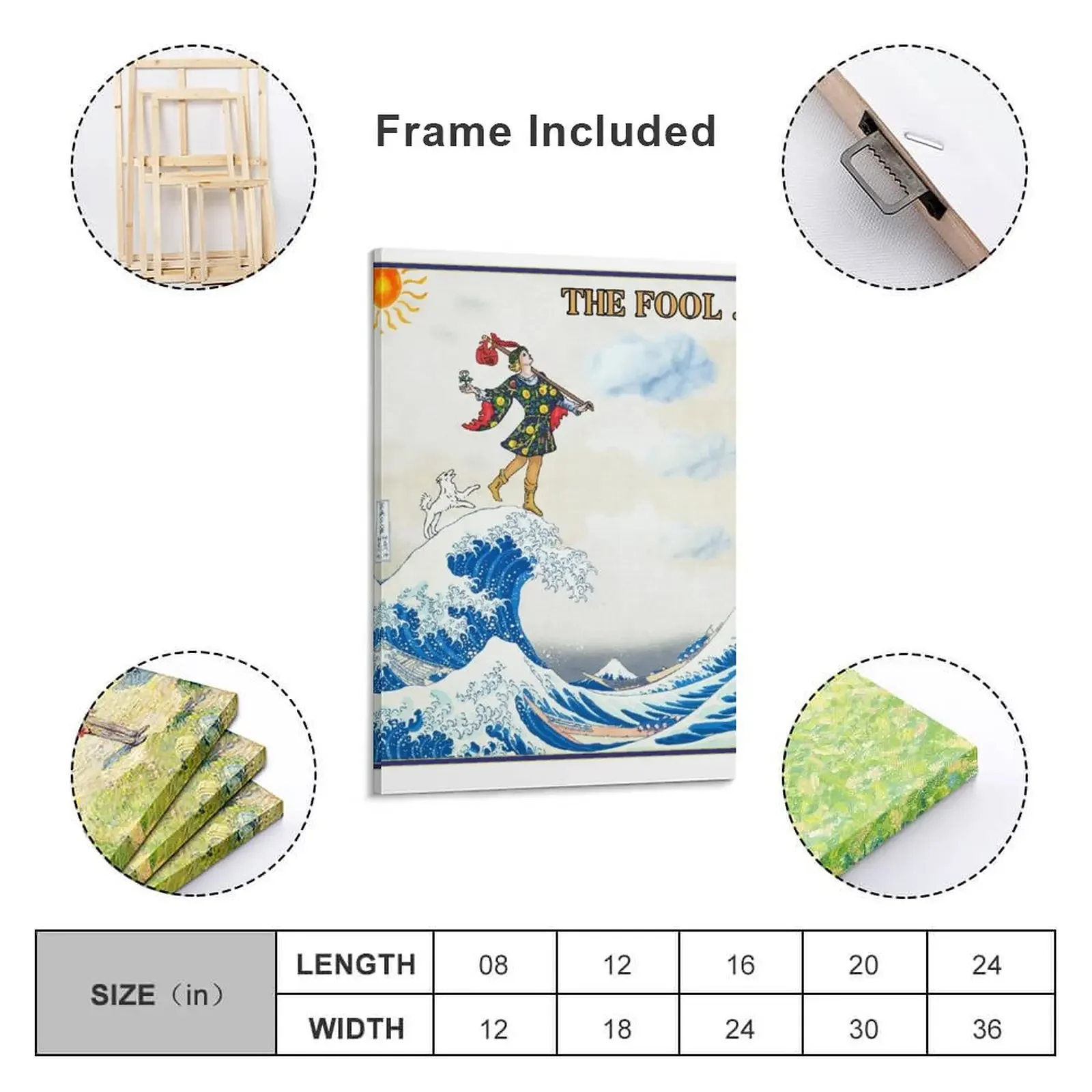 Great Wave Off Kanagawa | The Fool tarot Canvas Painting japanese room decor bedrooms decor