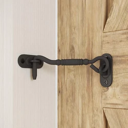 LWZH Hook Latch for Sliding Barn Door Black Stainless Steel Barn Door Lock 4 Inch With Screws