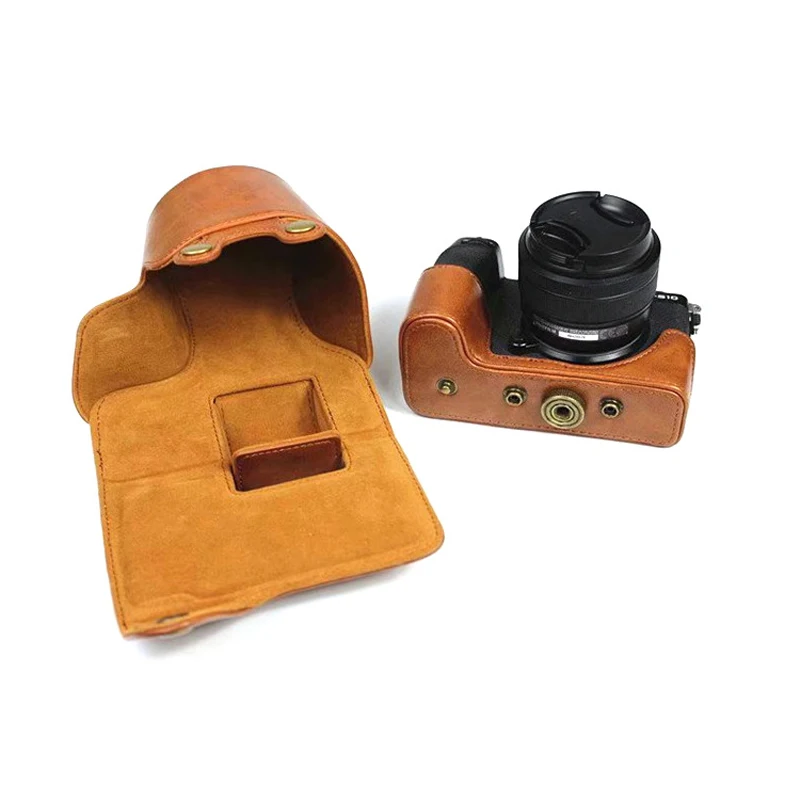 Camera Video Bag PU Leather Case Full Body Cover Protective for Fujifilm X-S10 XS10 15-45mm Lens Protective Shell with Strap